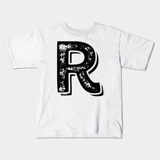 Capital Letter R Name Initial Monogram Kids T-Shirt by FTF DESIGNS